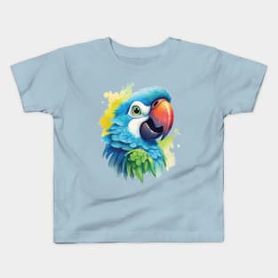 Vibrant Plumage: Exquisite Macaw Head Kids T-Shirt